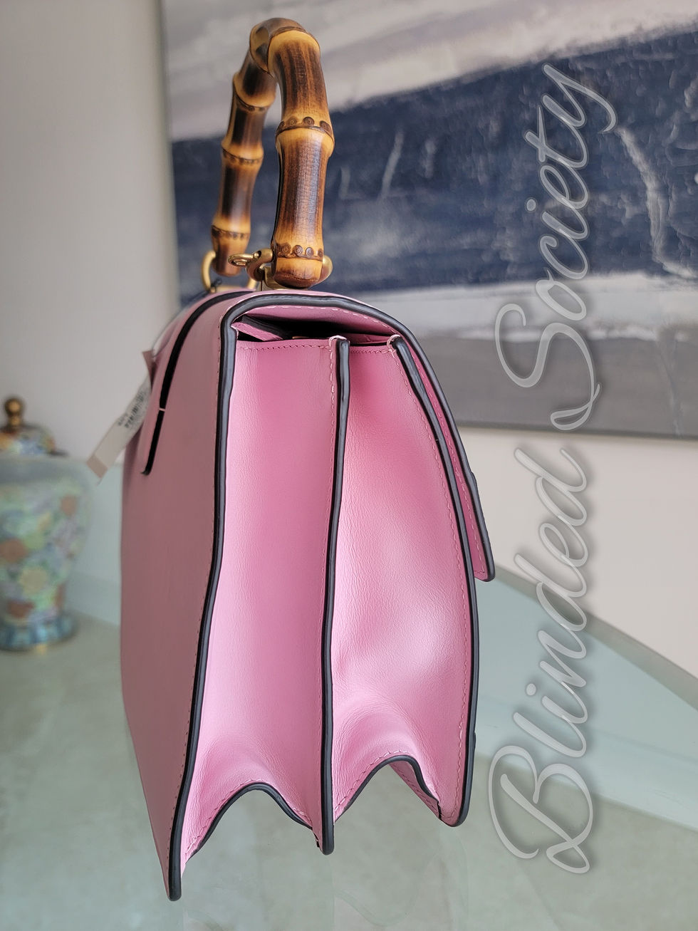 Thumbnail: Gucci Dionysus Top Handle Handbag Pink Calfskin Leather Red Navy Crossbody Strap