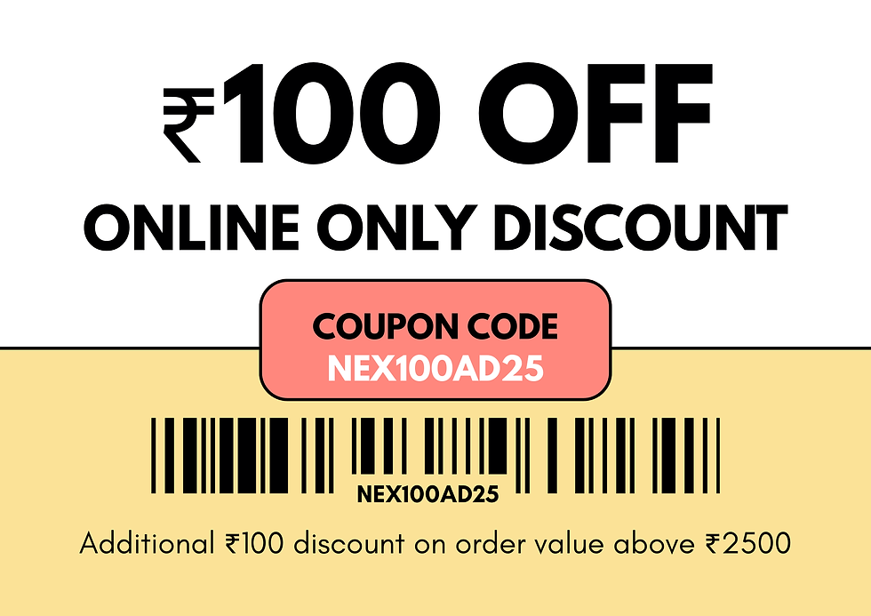 Additional 100 off on order value above 2500