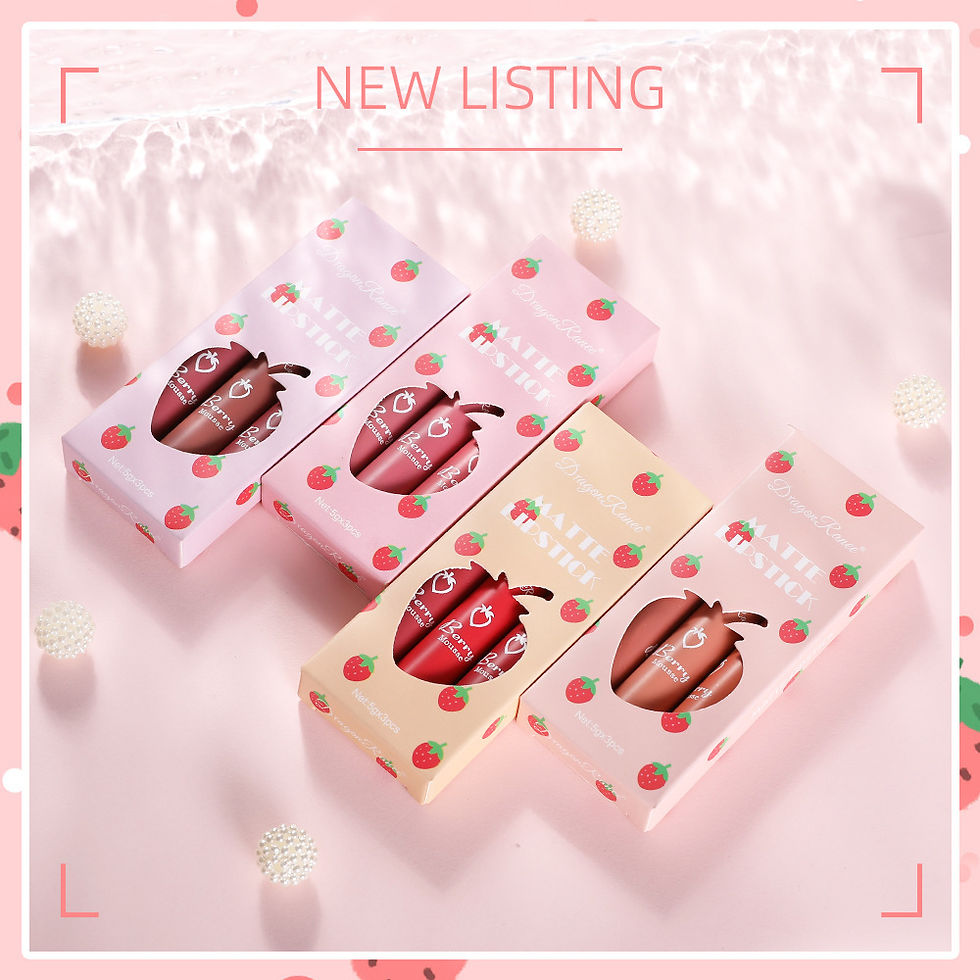 Thumbnail: 3 Pcs Strawberry Velvet Lip Glaze Set for Women