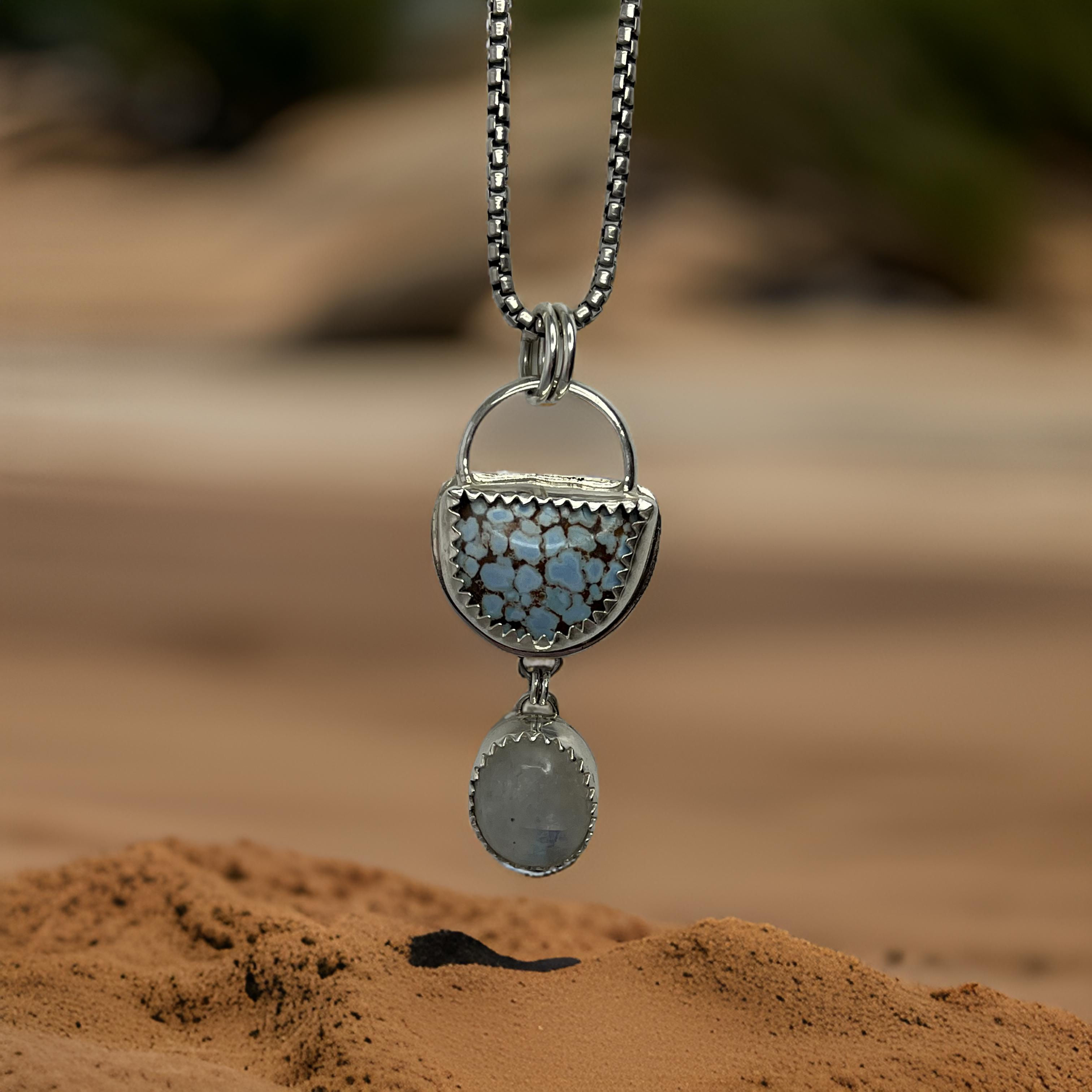 Turquoise Pendant with Moonstone Drop