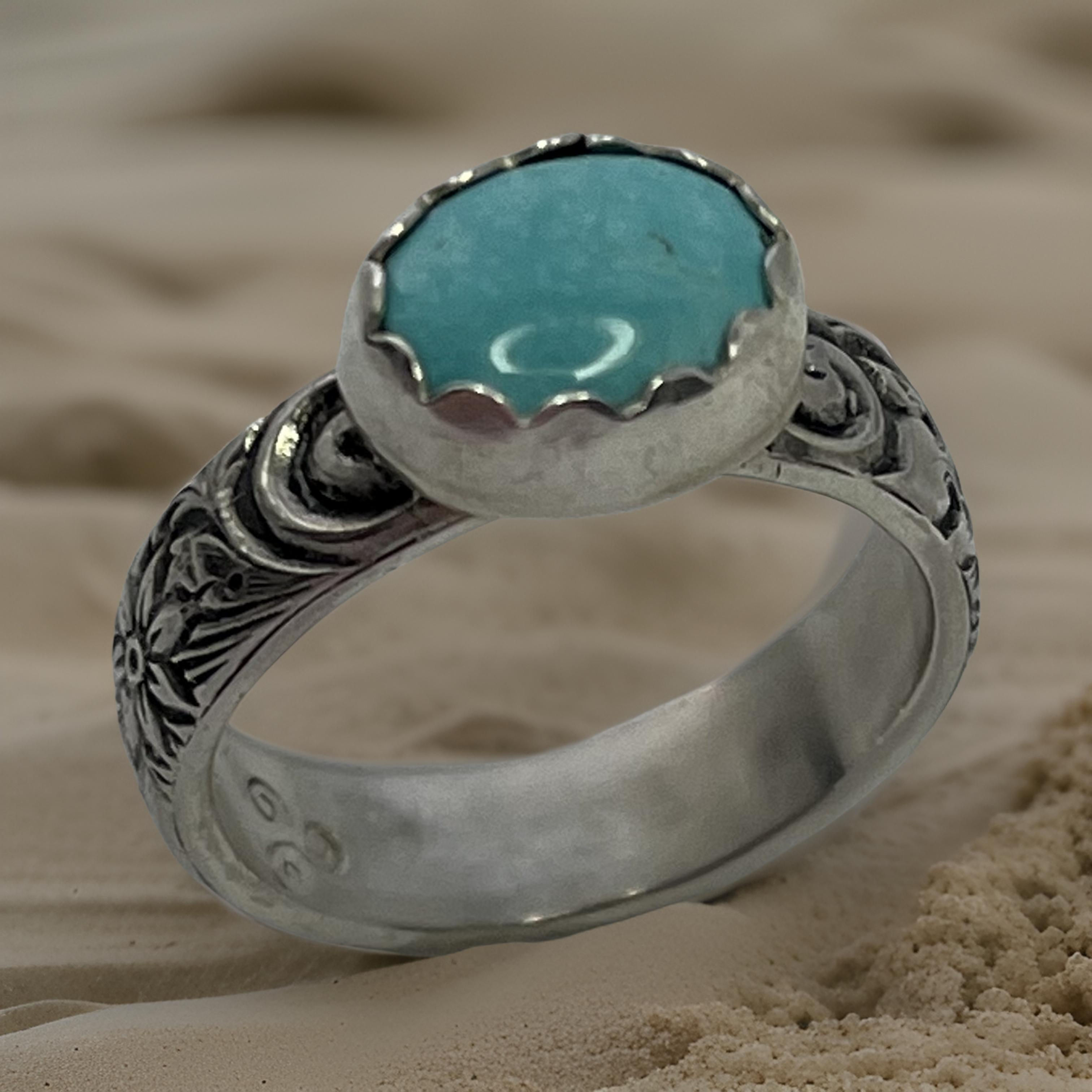 Chunky Sterling and Turquoise Ring