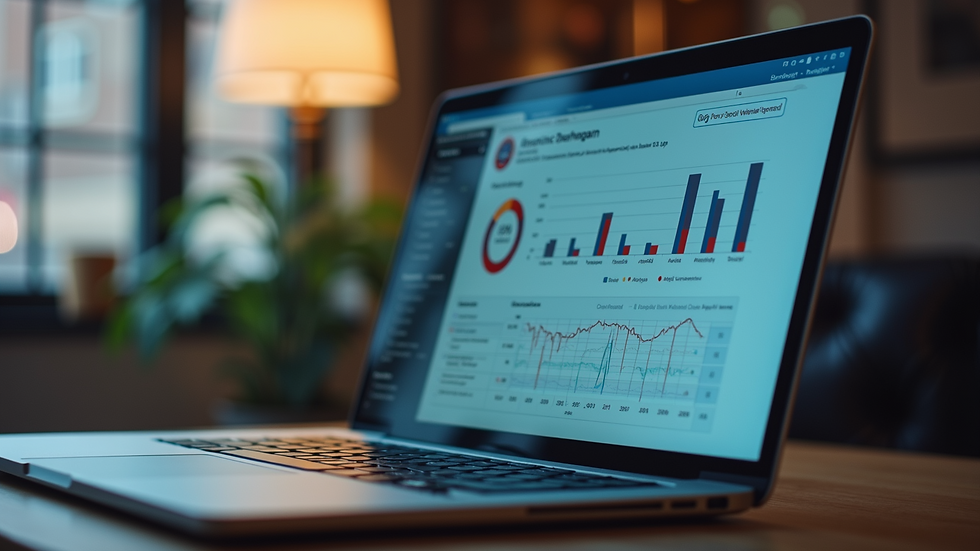 Eye-level view of a laptop showing accounting software dashboard