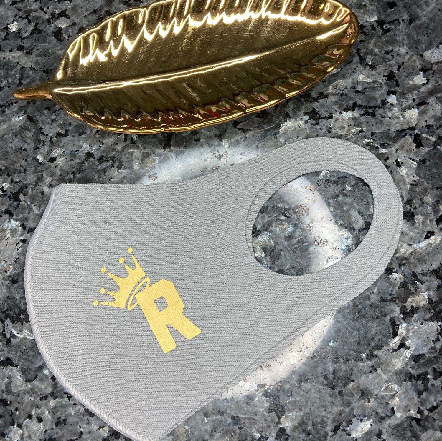 @shoptheroyals Grey&Gold Reusable Mask