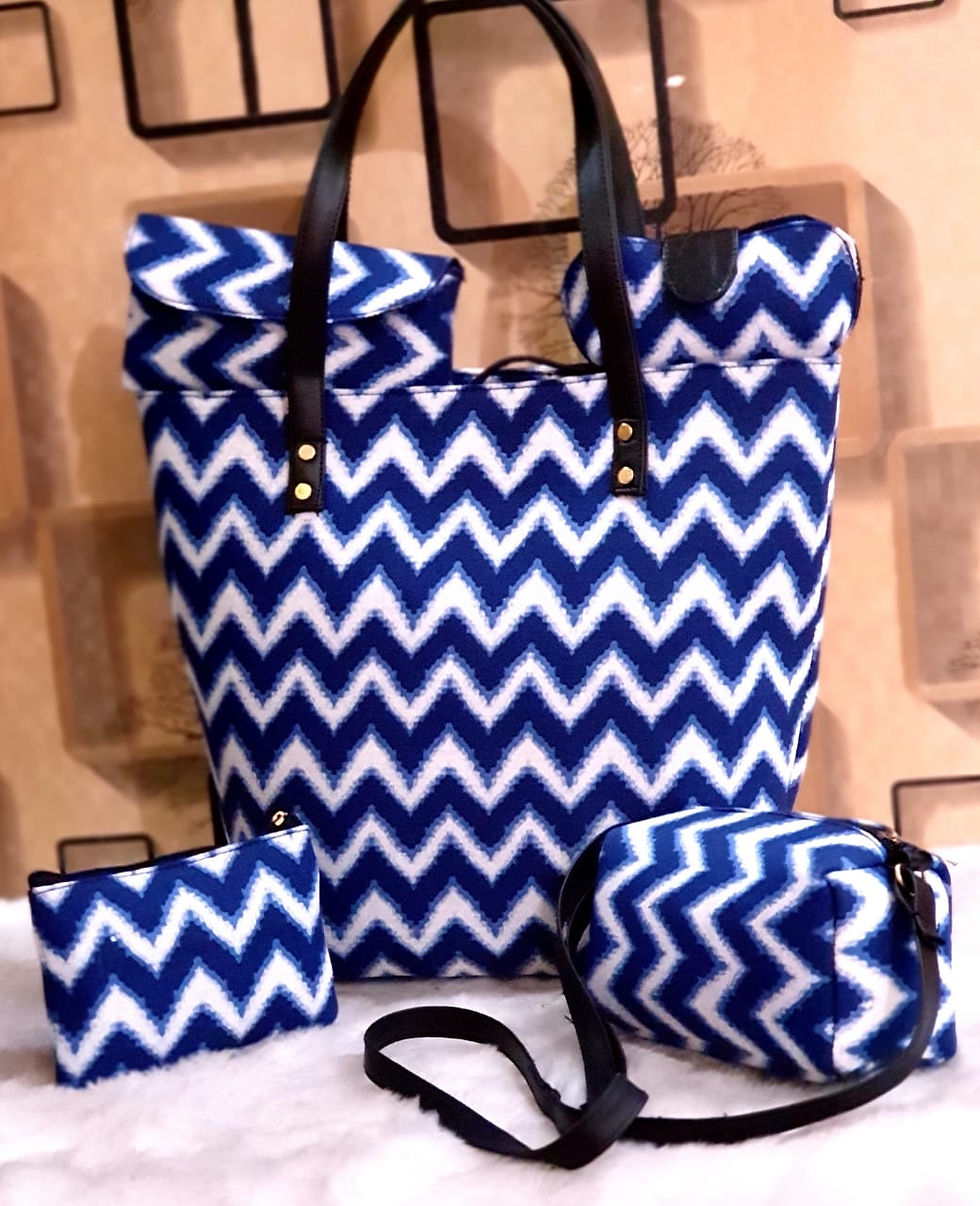 The Party combo Set of 5 pcs Handbag ( Blockprint) Easily fit laptop