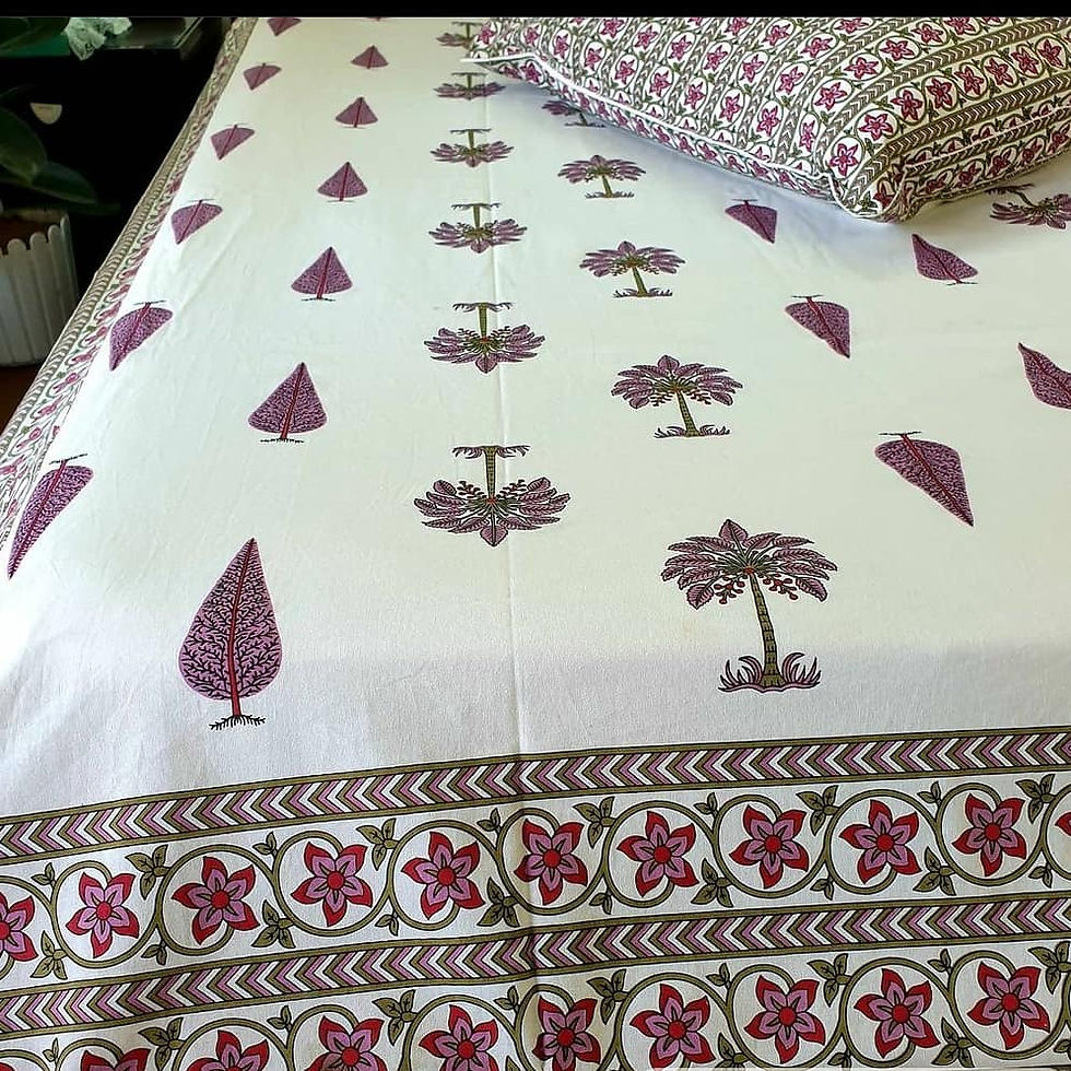 Bedsheet ( hand Blockprint) Size 90"×108" 2 pillow 18"×27" Cotton fabric