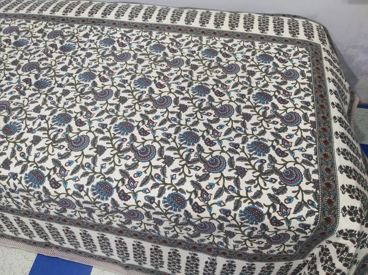Table cover (handblock printed) Dimension -  150×225 cm  Fabric- Cotton fabric