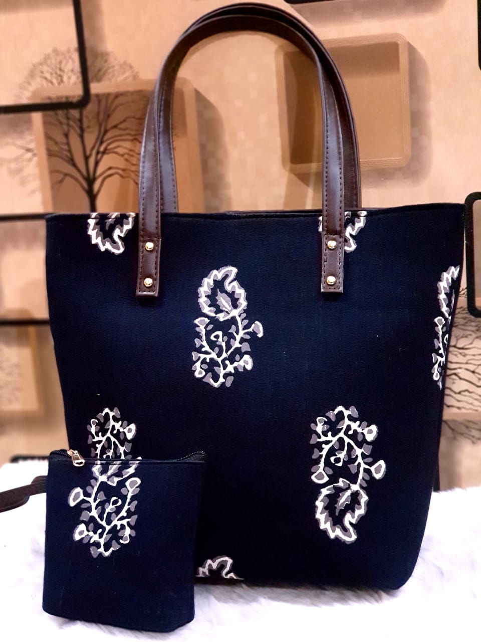 EXTERNAL PHONE POUCH SIZE "6"×"6" COTTON BASED HAND BLOCK PRINTS SIZE 13” x 15