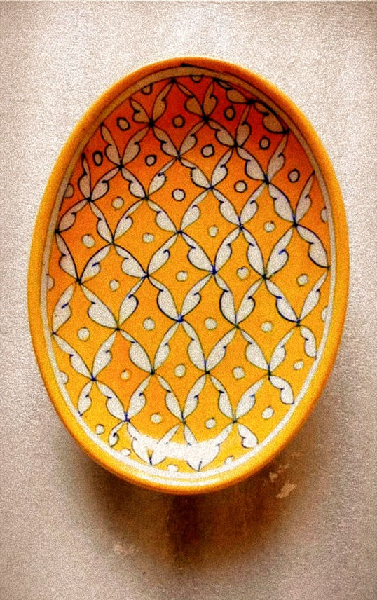 Blue pottery rice tray Dimension 8x5 inch