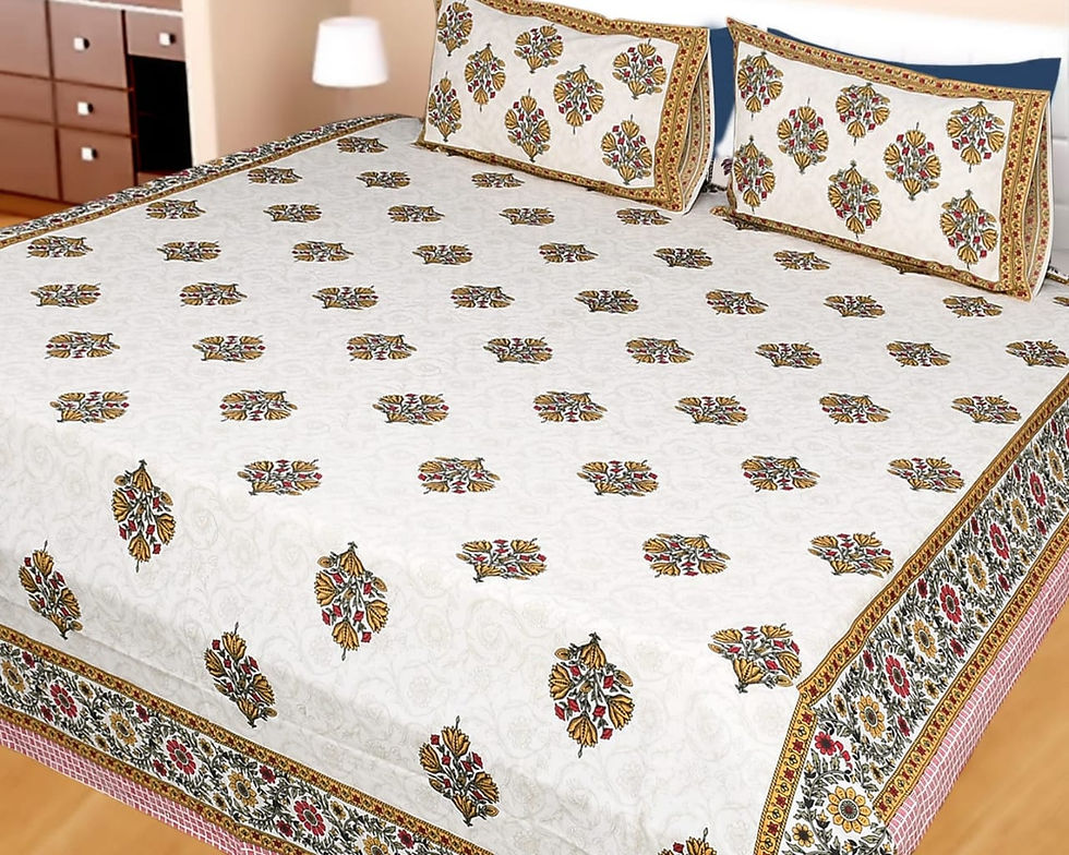 Bedsheet ( hand Blockprint) Size  90"×108" 2 pillow 18"×27" Cotton fabric