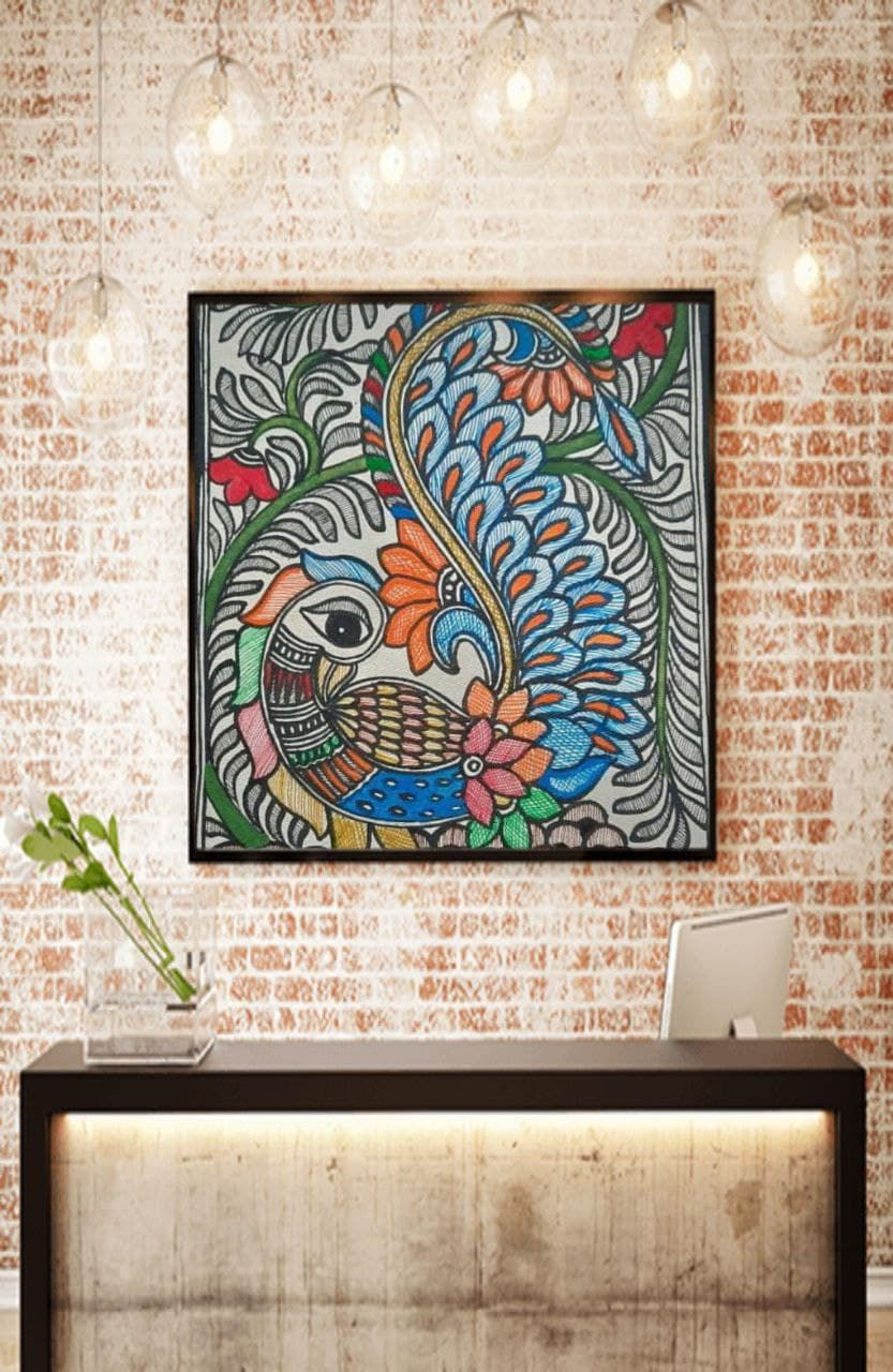 Madhubani painting Hand painted by State Awardee*. ( 2feet x1feet)