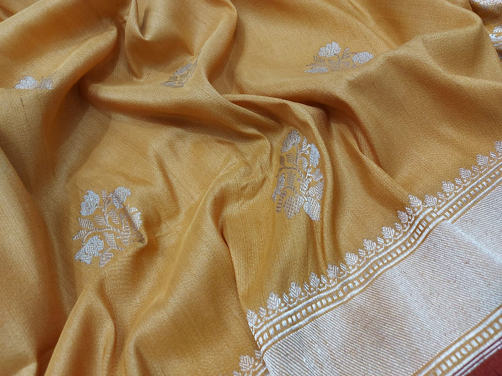 Pure tussar saree kadwa handmade 100% pure silver AND gold zari