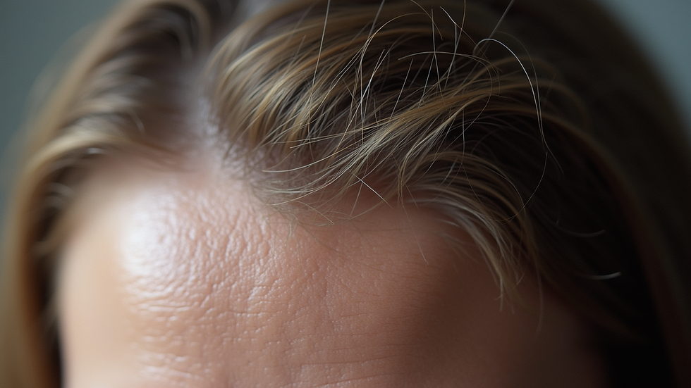Close-up view of hair strands showing thinning and scalp visibility