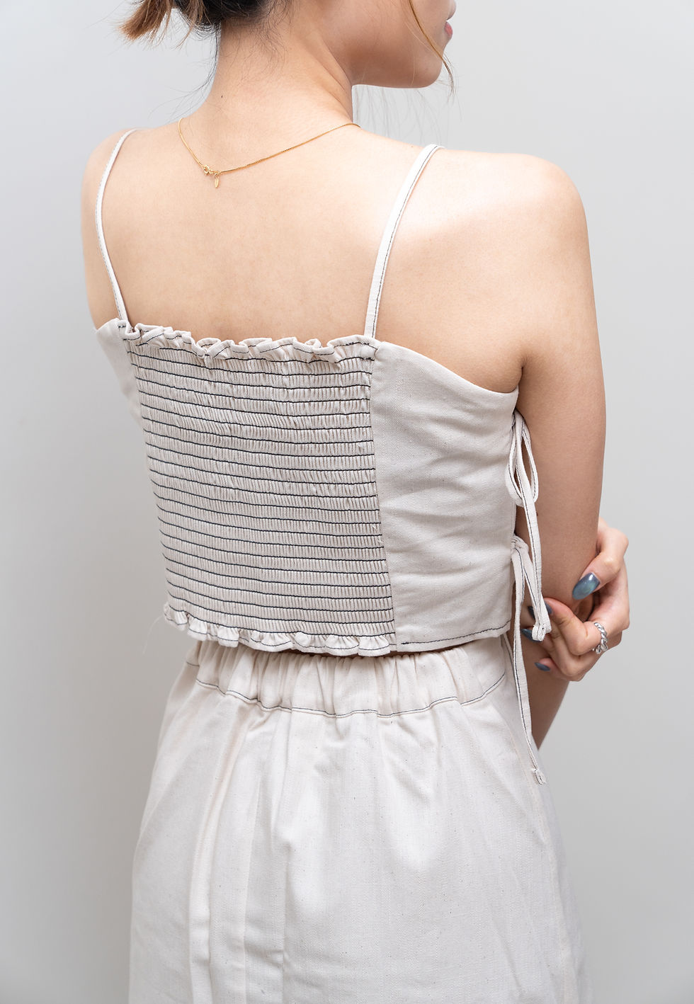 Thumbnail: 夏日麻質兩件式套裝裙 (兩色)