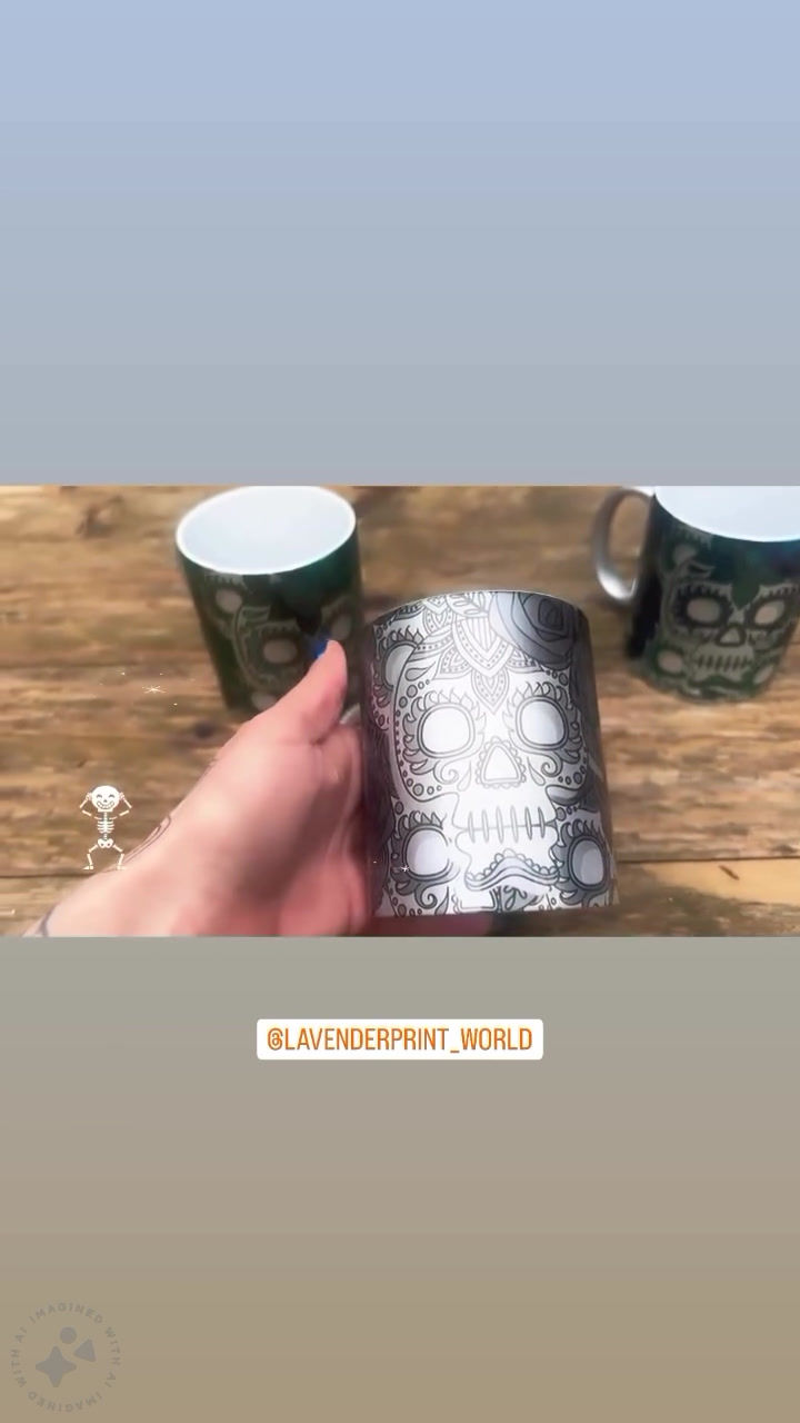 Thumbnail: Sugar skull Siver mugs Christmas Halloween cup tea coffee gift gothic kitchen de