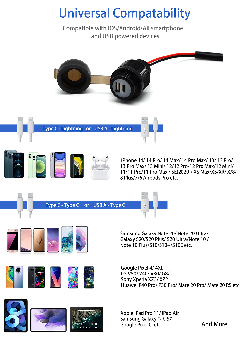 縮圖：Cliff Top usb-c qc3.0 雙插座 12v電源插座 車用船用機車車充 防水蓋設計 金屬製 黑色
