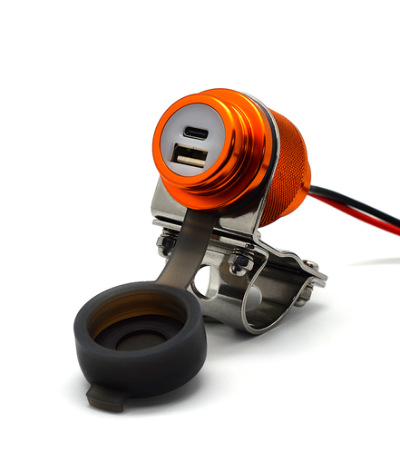 Cliff Top Motorcycle USB Charger Waterproof Dual USB Port With 18W PD USB-C & QC 3.0 36W Output, Aluminium Build With Magnetic Power Switch For 7/8