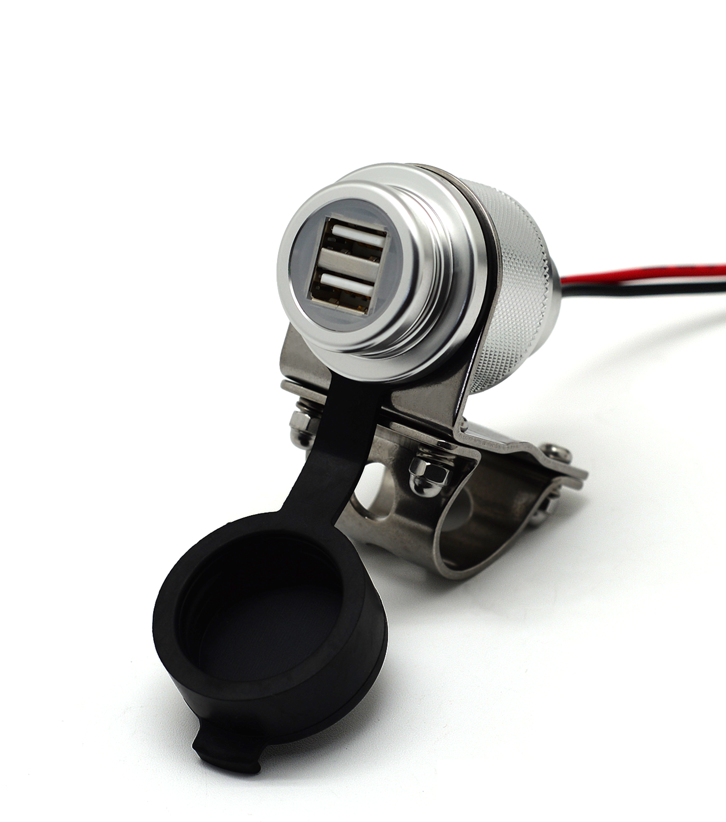 Aluminium motorcycle USB charger with dual ports