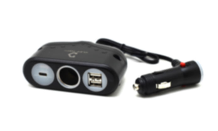 12-24v Multi-Socket Car Charger - (1 Type-C + 1 Cigarette Socket + 2 Type A)