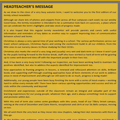Autumn Term Newsletter - September - December 2025