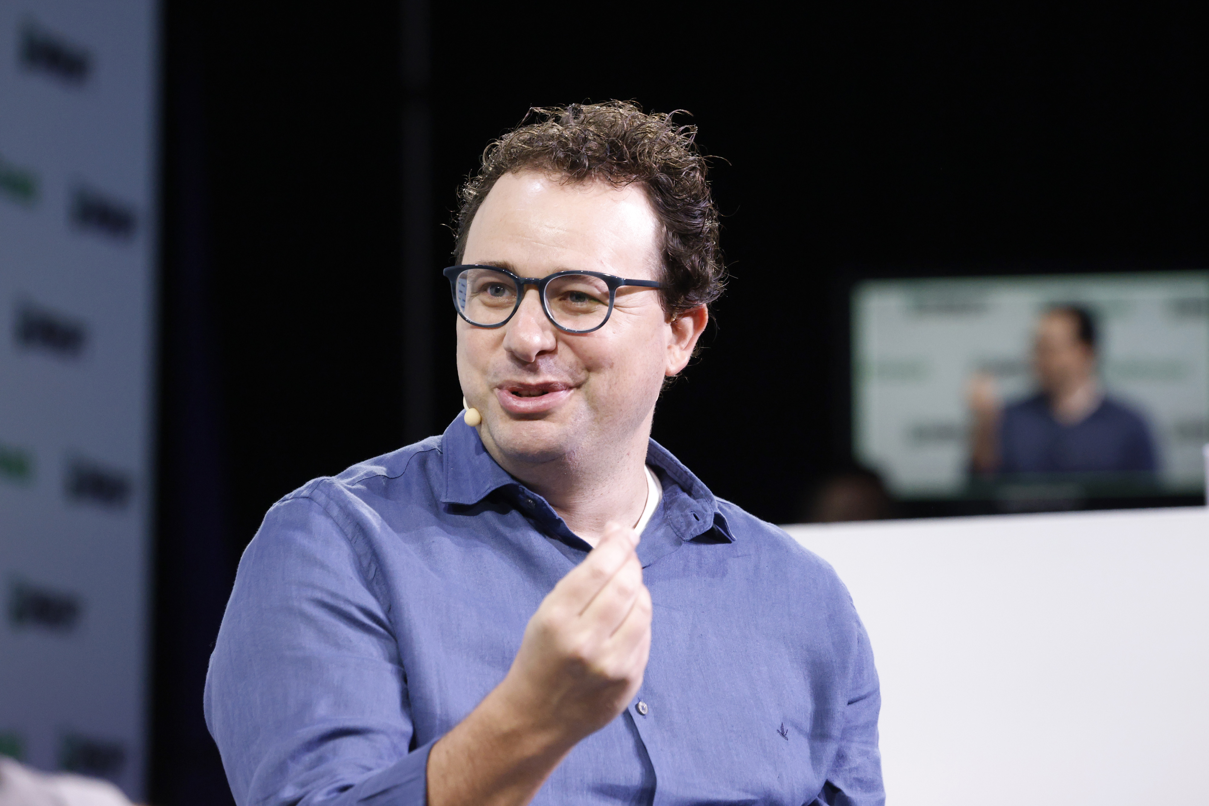 Anthropic co-founder and CEO Dario Amodei speaking at TechCrunch Disrupt 2023