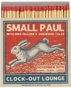 Small Paul event poster at Clock-Out Lounge featuring a rabbit