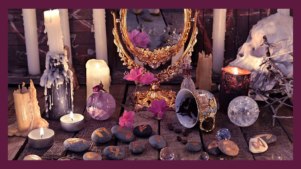 Mirror with candles and stones