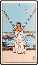 woman holding two swords