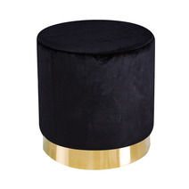 Small Black Velvet and Gold Pouffe 90+VAT