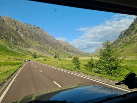 Glencoe from windscreen of Land Rover