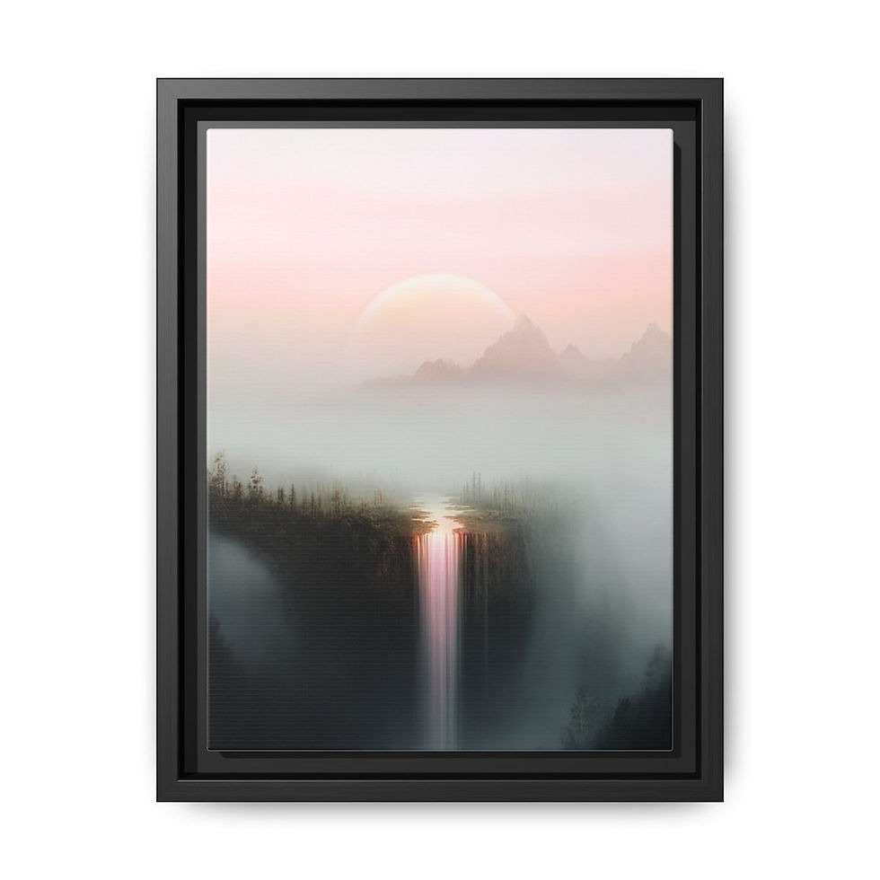 Ethereal Cascade, Canvas, Black Frame