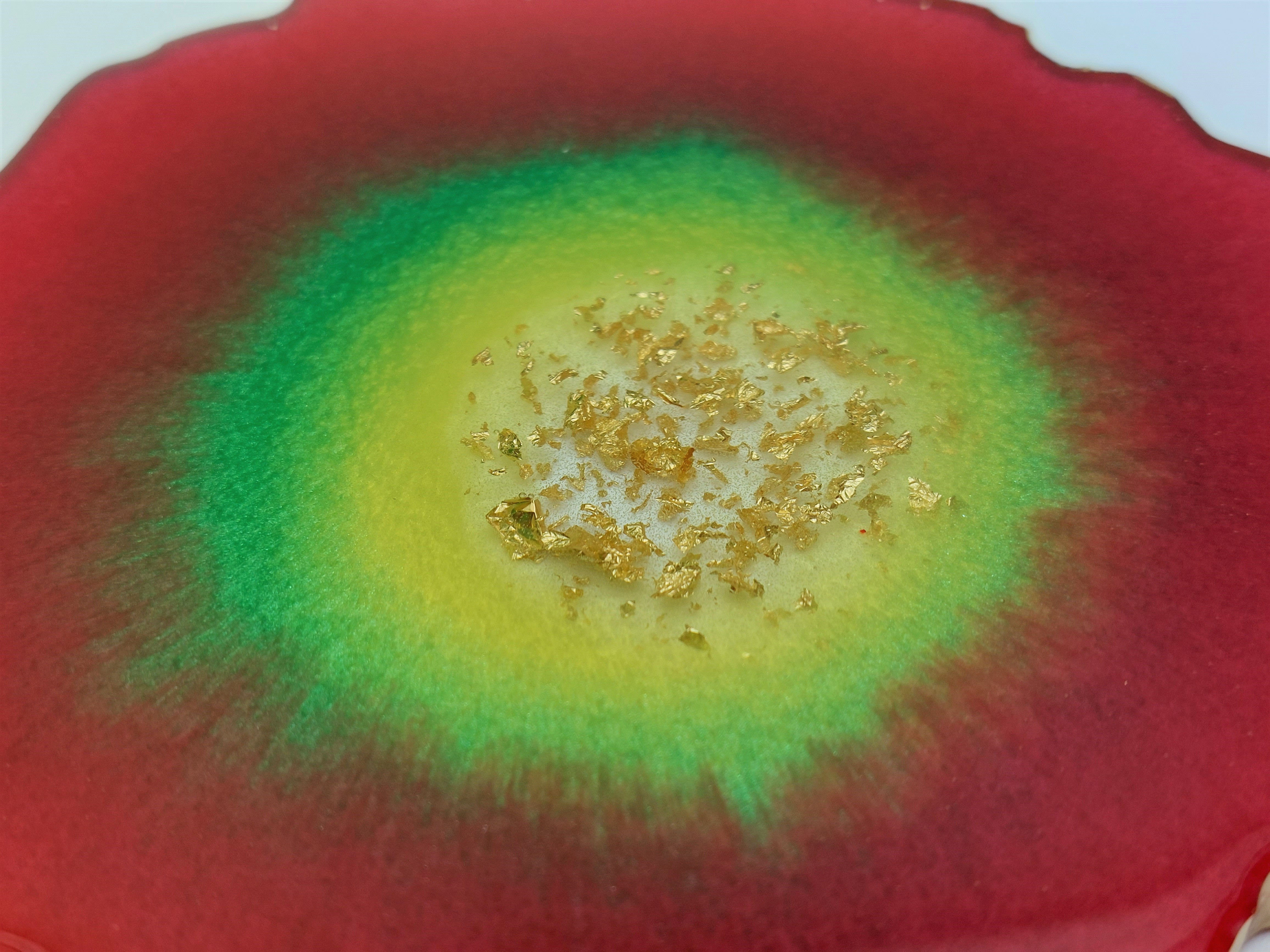 Red Coaster Set of 4 w Holder