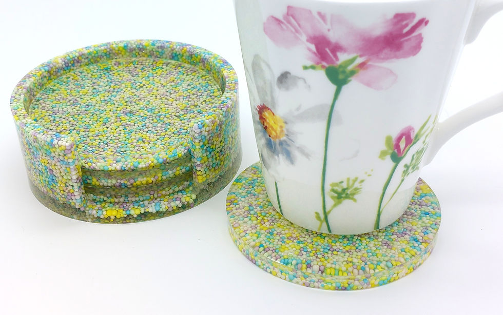 Thumbnail: Pastel Sprinkles Small Coaster Set of 4 w Holder