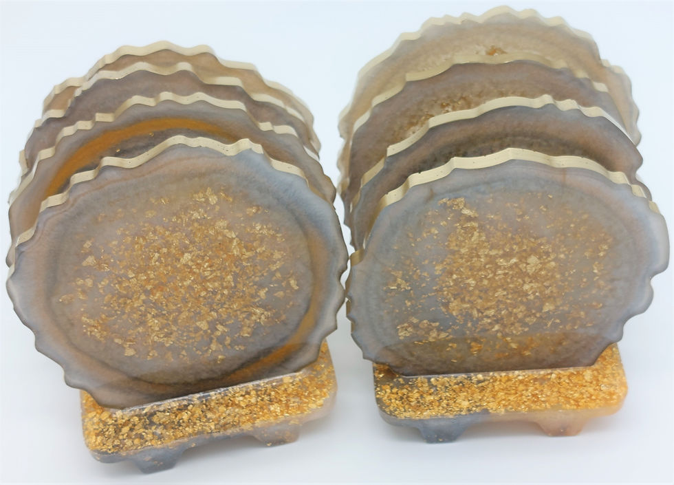 Thumbnail: Love Gold Coaster Set of 4 w Holder