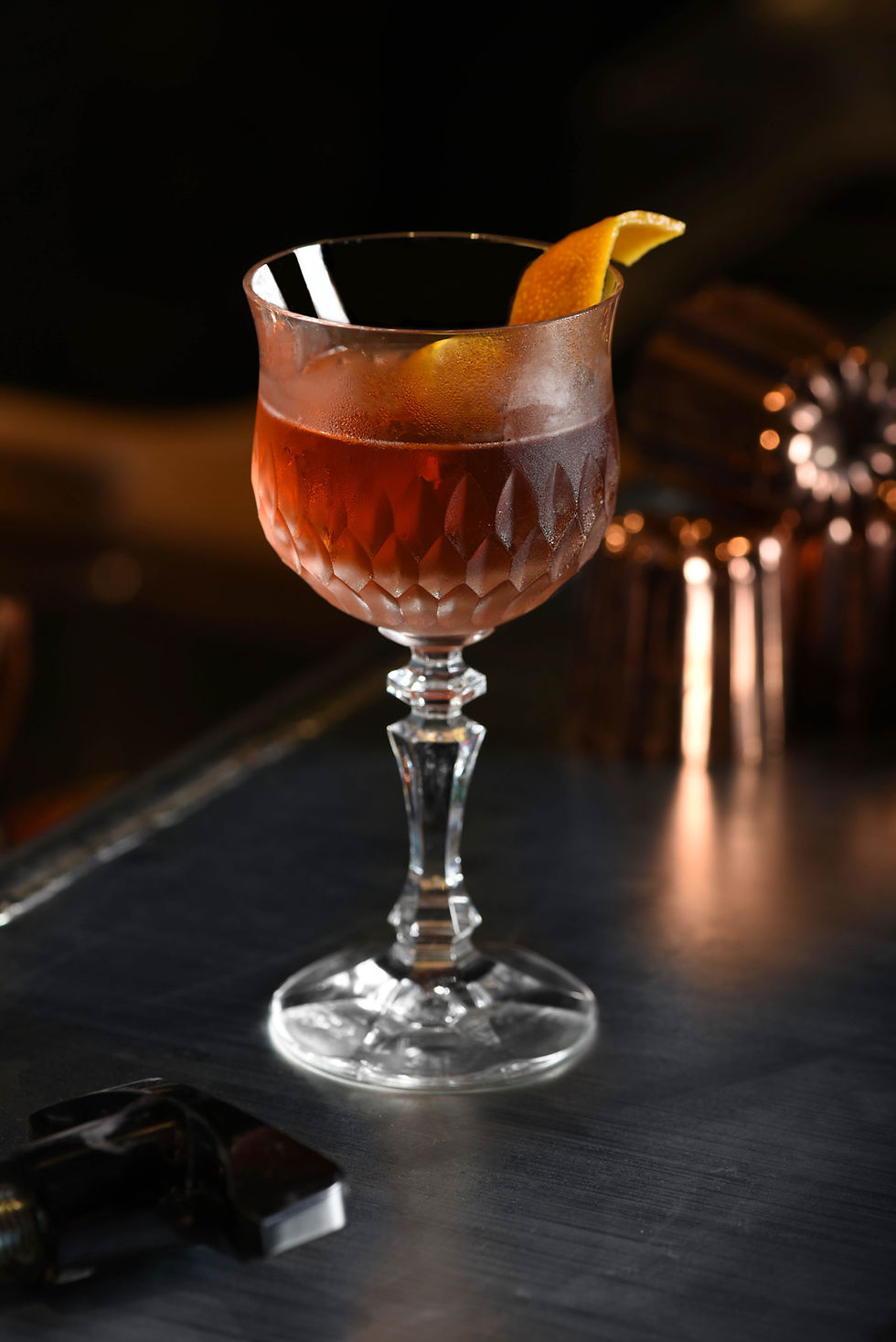 Dark style lighting of a cocktail
