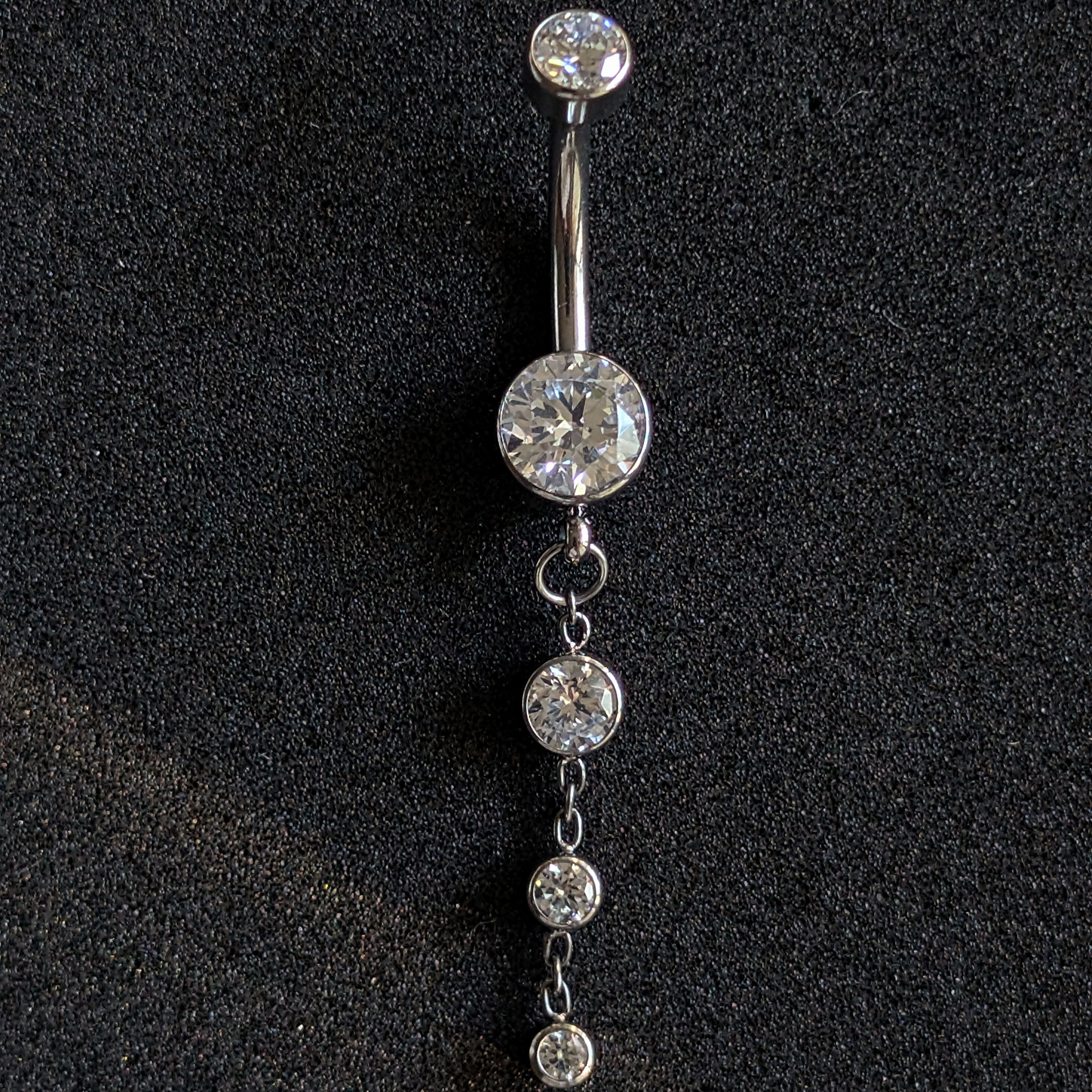 Crystal Belly Bar - triple dangle