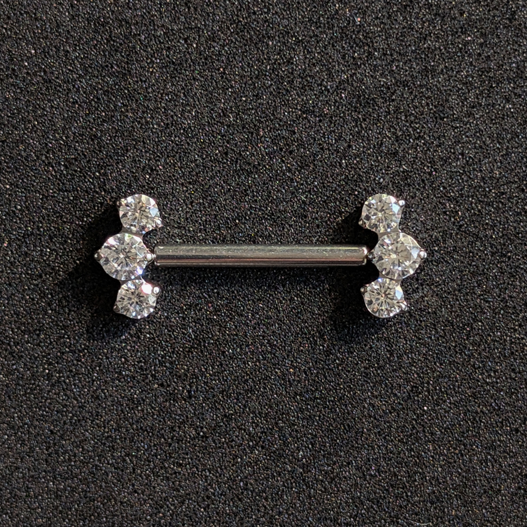 Tri Crystal Nipple Barbell