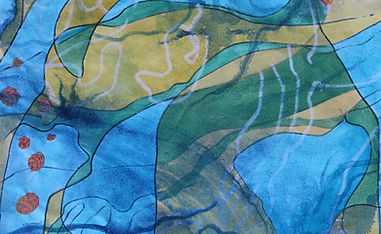 Hilary Peterson, Rippling Waterways (detail) Acrylic, watercolour, stitch