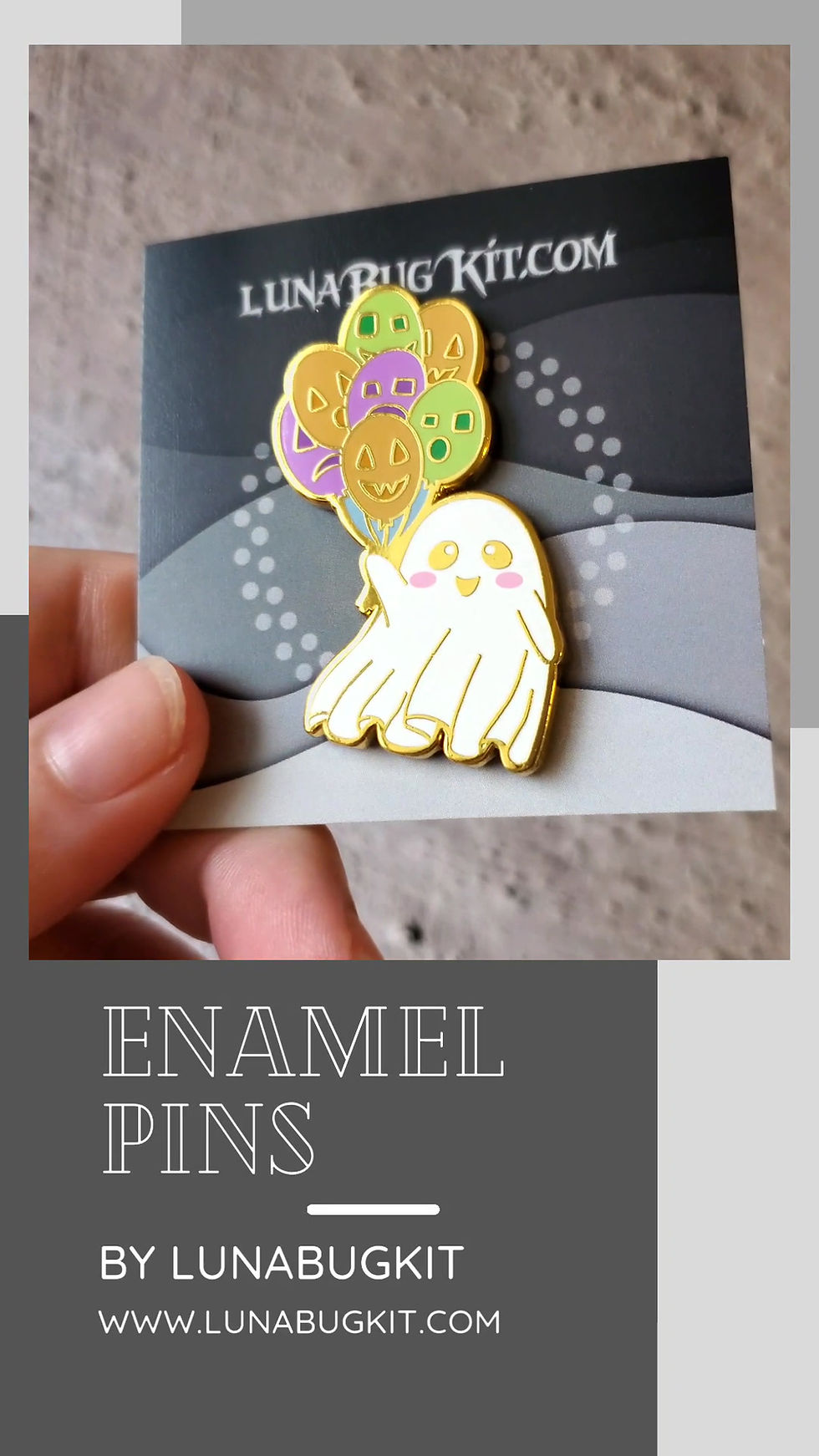 Thumbnail: Celebration Ghost Hard Enamel Pin - Spooky Cute Pin