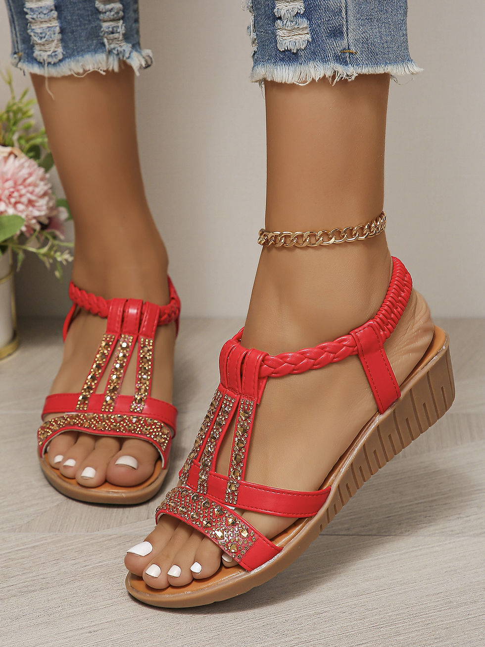 Thumbnail: Women's Sandals Summer Wedge Bohemia Rhinestones Casual Platform Womens Sandals