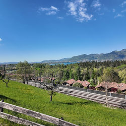 Scenic view of Bonstetten with green hills and mountains.