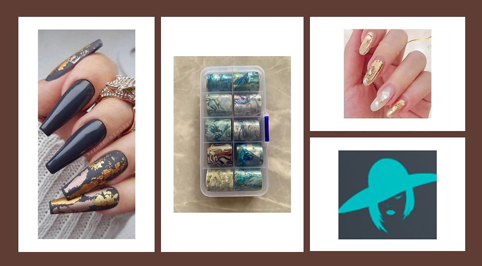 Abalone Shells Marble Abstract Print Foil Nail Decor Outlook | Koyeed Nail Store