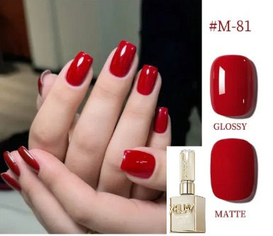 Deep Scarlet Red Gel Nail Polish | Available at Koyeed Nail Care