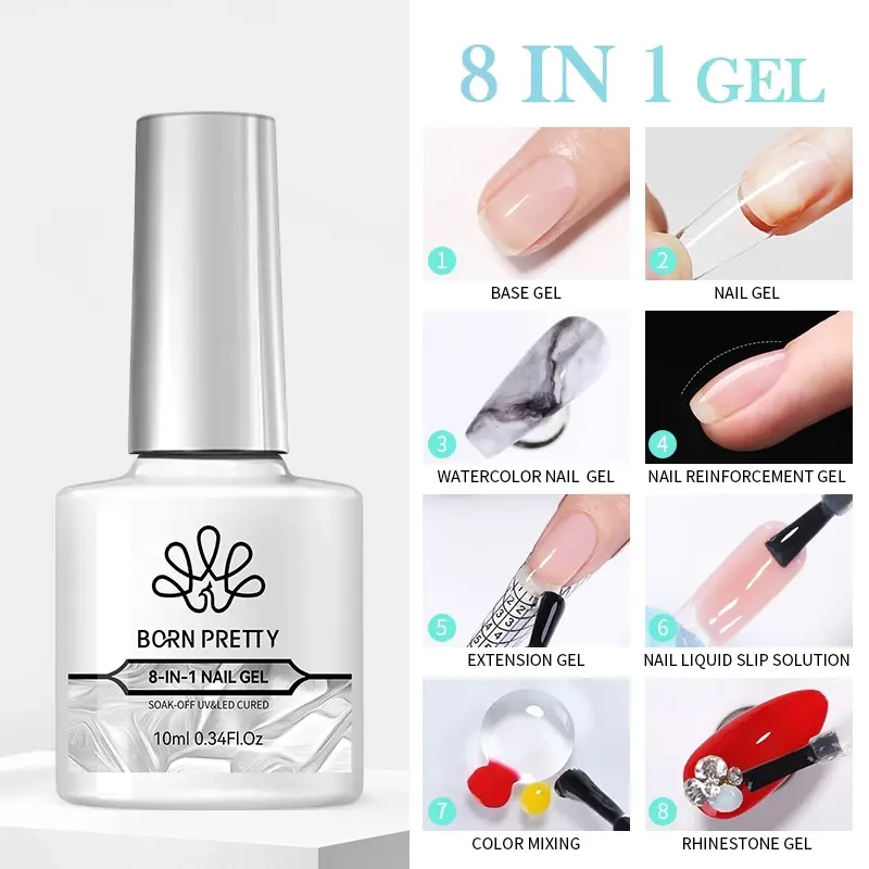 8-in-1 Base Gel Liquid Slip Mixer Rhinestones Glue Gel | Available at Koyeed