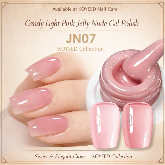 Candy Light Pink Jelly Nude Gel Polish | Available at Koyeed