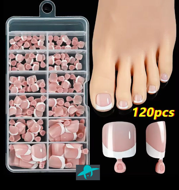 Pink 120Pcs French Press on Toenails | Available at Koyeed Online Nail Care