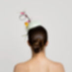 Thumbnail: Medium Sized Mint Green and Orange Headpiece Back View