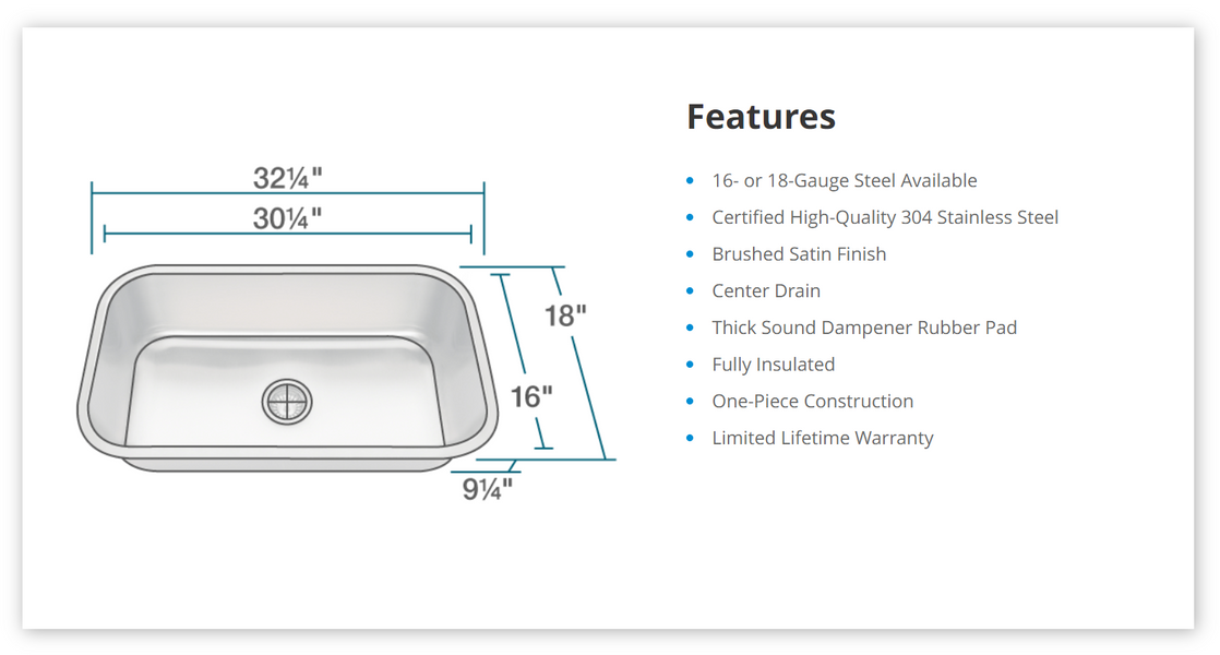 UNDERMOUNT STAINLESS KITCHEN SINK Jack Granites LLC