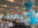 teal blue gum ball balloon arrangement for table