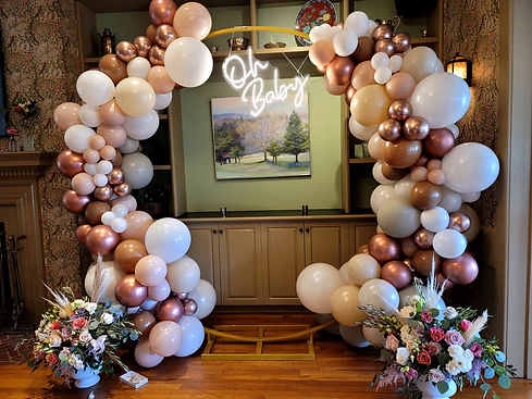 Boho themed balloon hoop arch