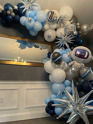 Space themed balloon garland